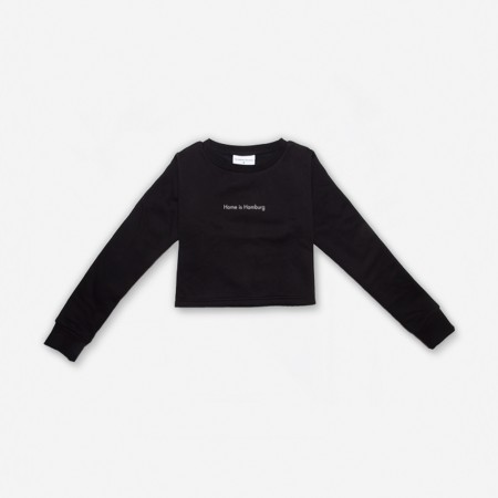 HOME IS HAMBURG MINIMALIST CROPPED TOP - BLACK